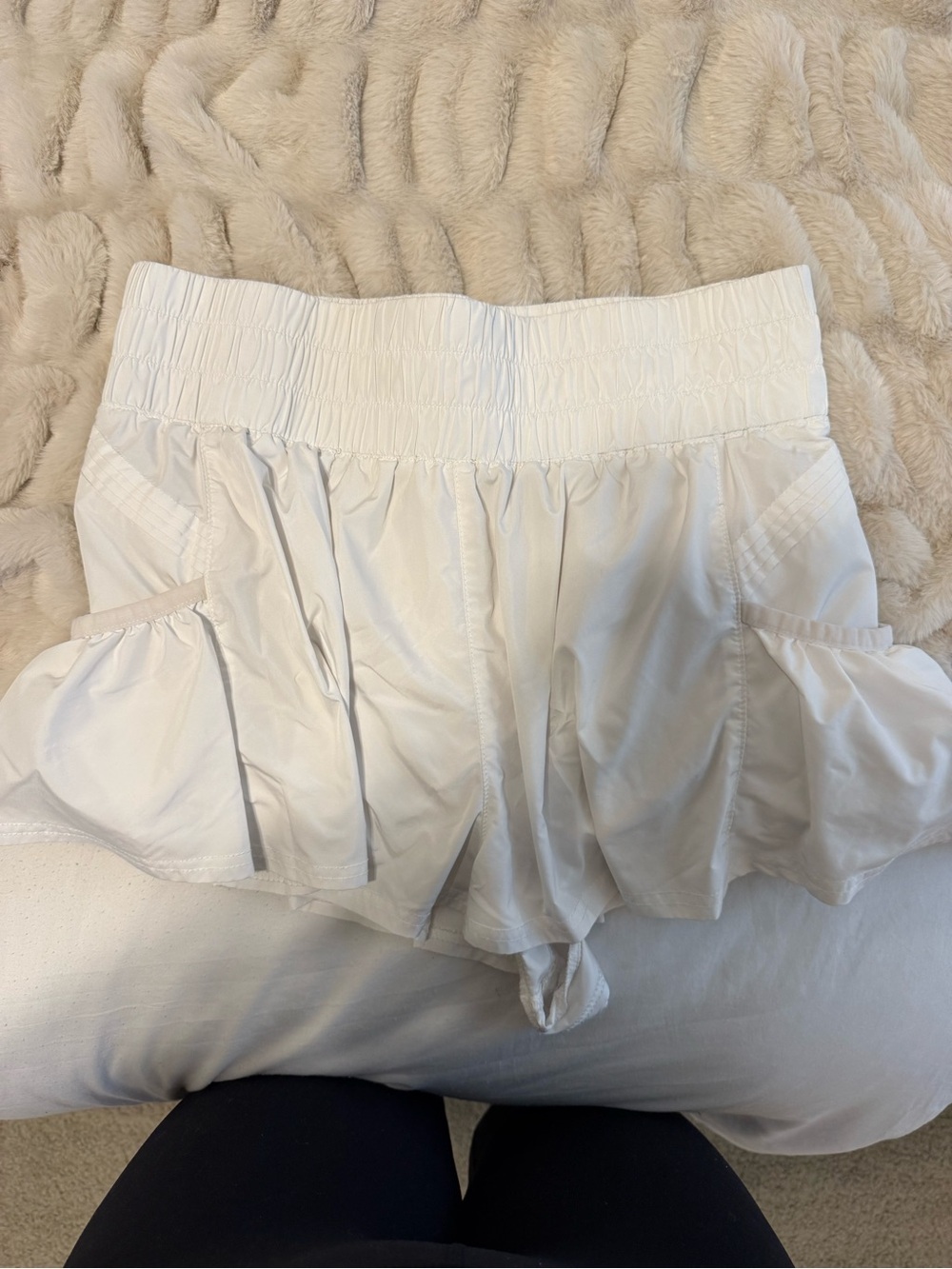 FP Movement by Free People White Ruffle Athletic Shorts